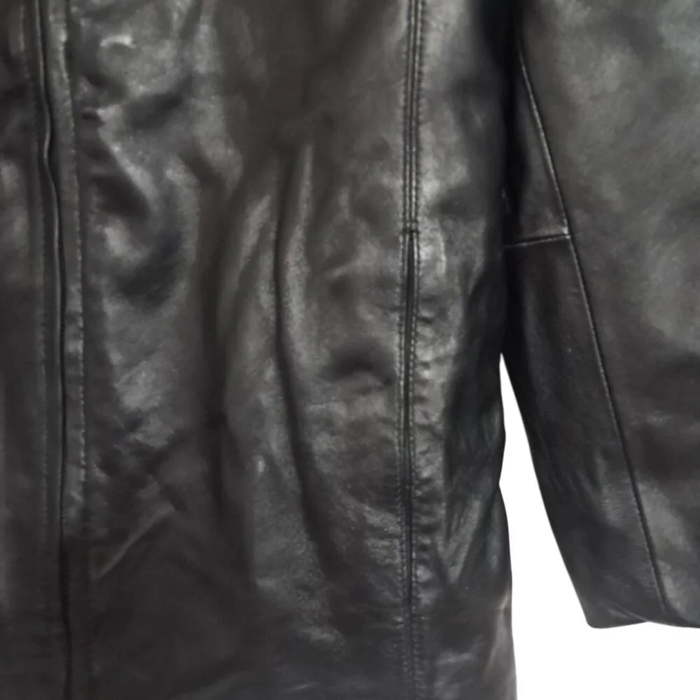 M. Julian Womens Genuine Leather Black Jacket With Zip Closure Lined With Polyes